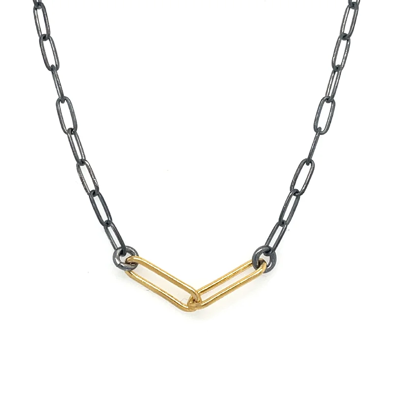 minimalist gold necklaces for women-RN2100 - Paperclip harmony