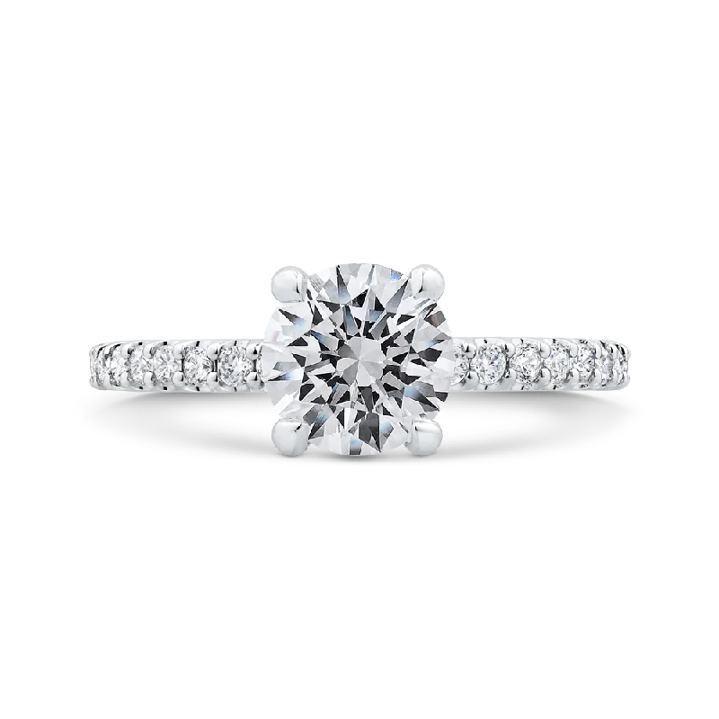 engagement rings for her-14K White Gold Round Cut Diamond Classic Engagement Ring (Semi-Mount)