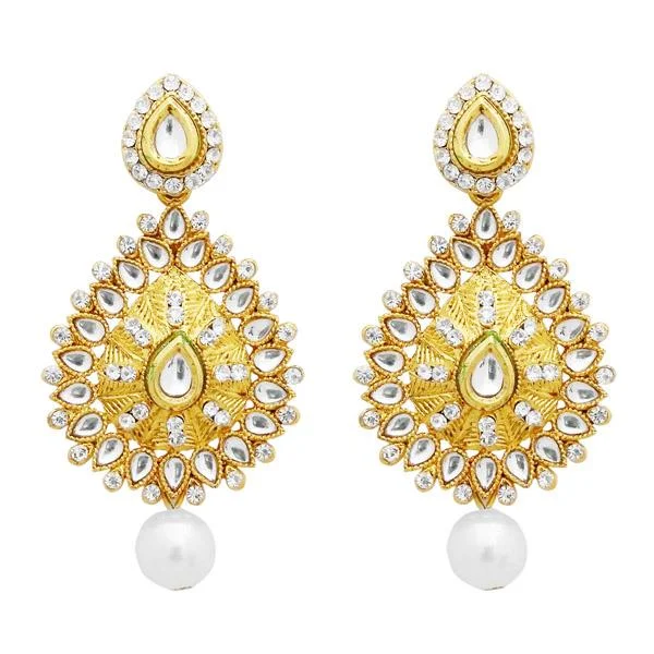 vintage stud earrings for women-Jheel Kundan Gold Plated Austrian Stone Dangler Earrings - 2900227B