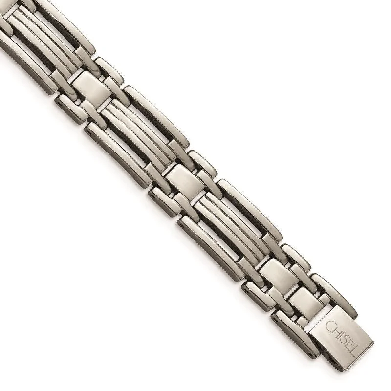 adjustable bracelets for women-Titanium Polished 8.5in Bracelet