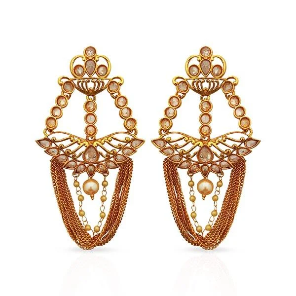 custom earrings for women-Kriaa AD Stone Gold Plated Dangler Earrings - 1312922A