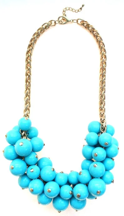 initial necklaces for women-Chunky Beaded Cluster Statement Necklace