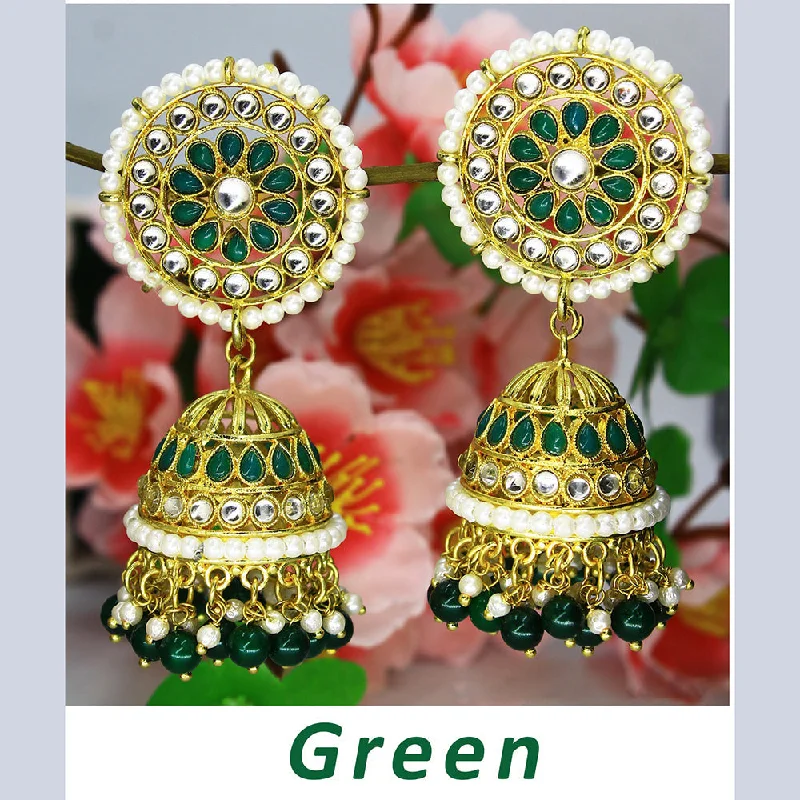 statement crystal earrings for women-Mahavir Gold Plated Jhumki Earrings