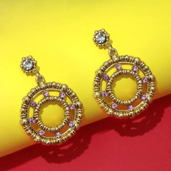 affordable hoop earrings for women-Urthn Austrian Stone Gold Plated Dangler Earrings - 1304723