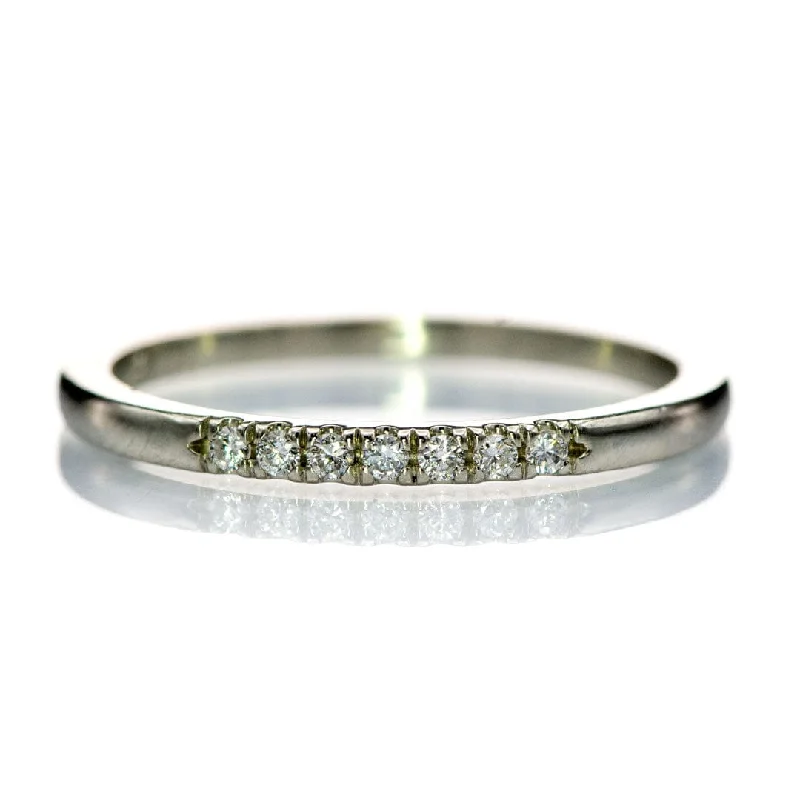 vintage rings for women-Louise Anniversary Band - French Set Moissanite or Diamond Pave Ring Stacking Wedding Band