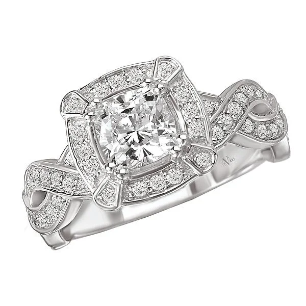 designer wedding engagement rings-Halo Semi Mount Diamond Ring