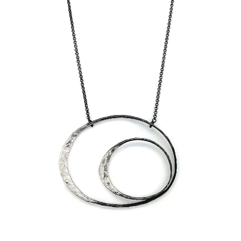 meaningful pendant necklaces for women-Double Satin Shiny Eclipse Necklace N1736