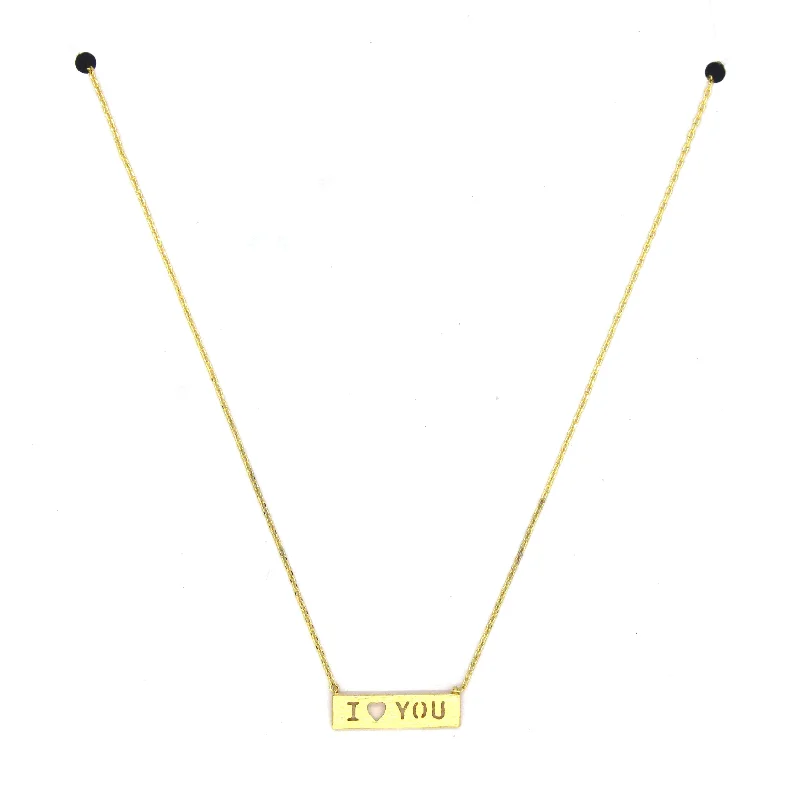 pearl necklaces for women-I LOVE YOU Pendant Necklace- Gold