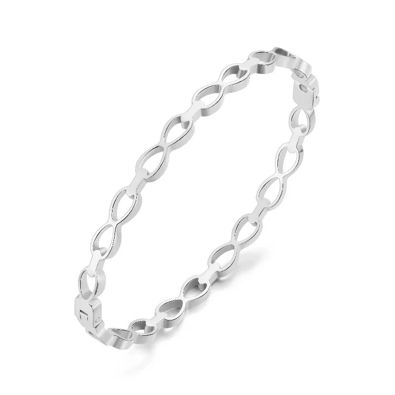 wedding bangle bracelets for women-Stainless Steel Infinity Bangle (7 Inch)