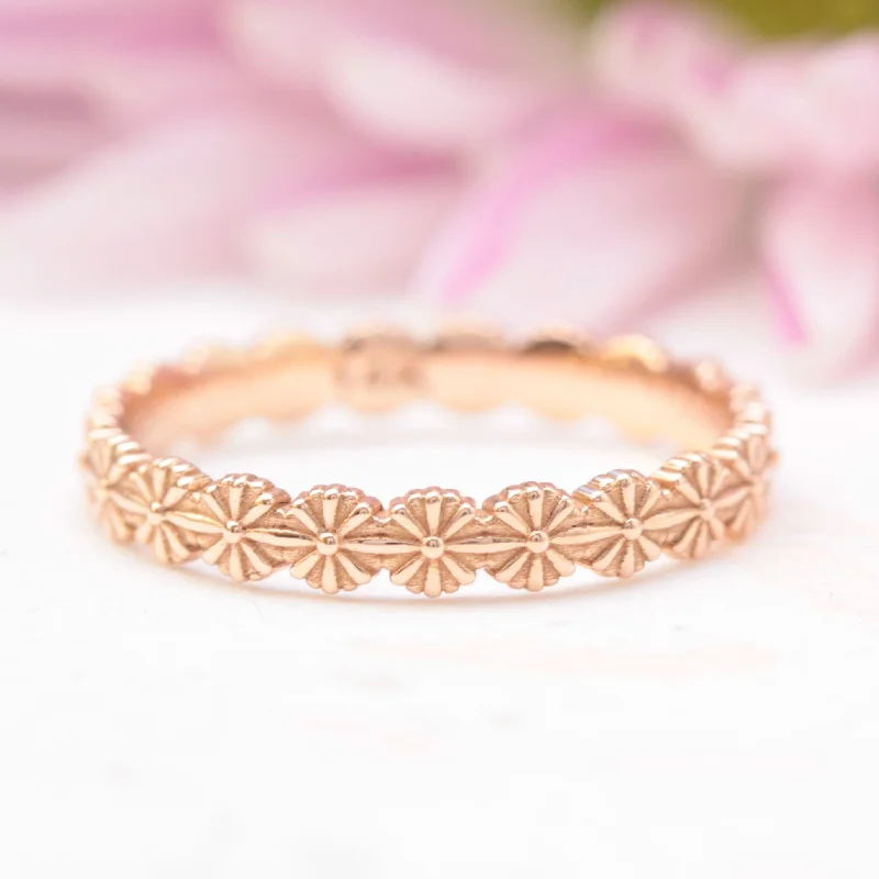 custom gold rings for women-Daisy eternity wedding ring