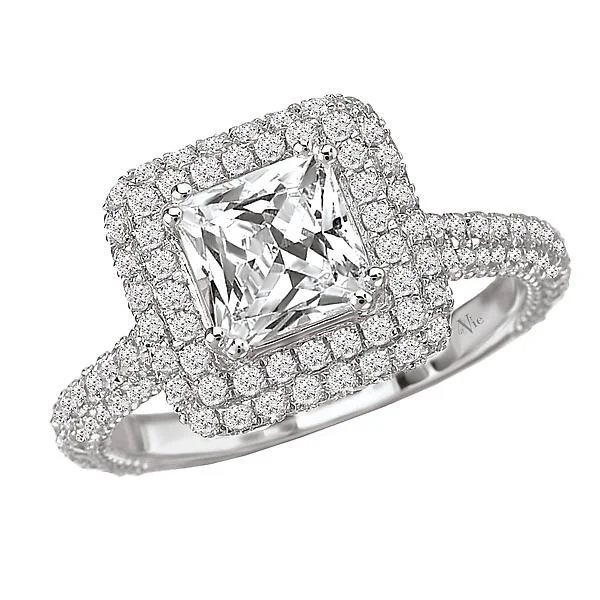 modern engagement rings-Halo Semi-Mount Diamond Ring