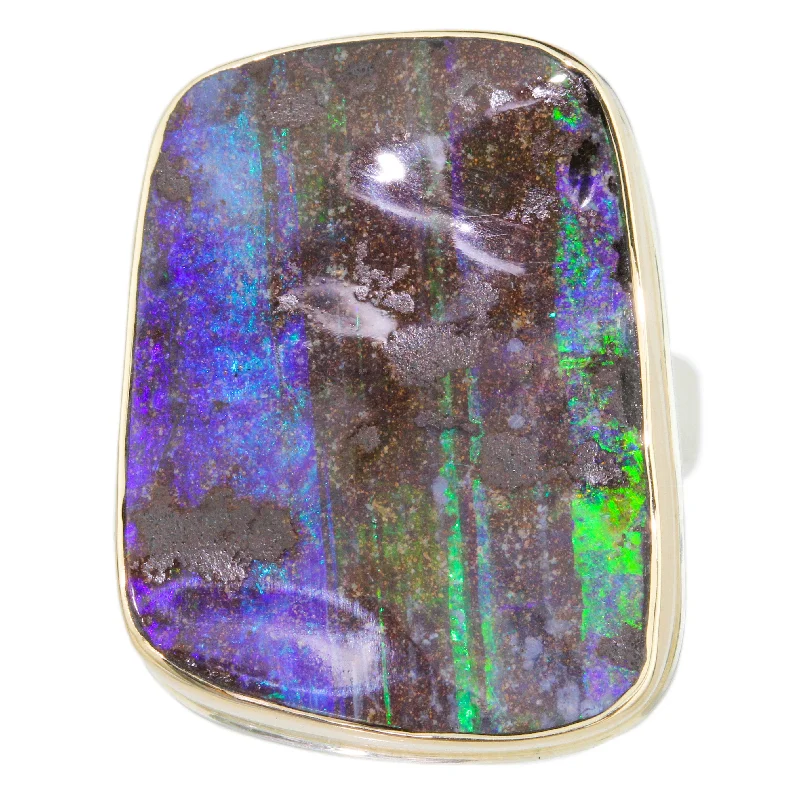 yellow gold engagement rings-Boulder Opal Ring