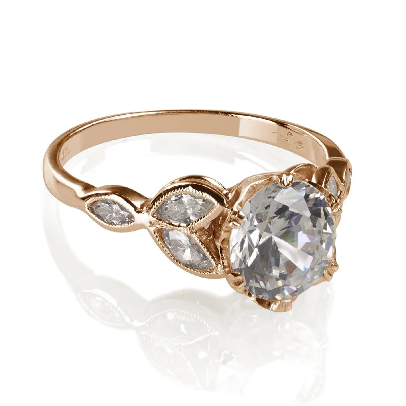 engagement rings with diamonds-Rose Gold Engagement Ring with Marquise Diamonds