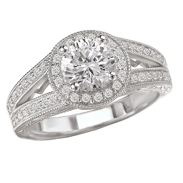 platinum diamond engagement rings-Halo Semi-Mount Diamond Ring