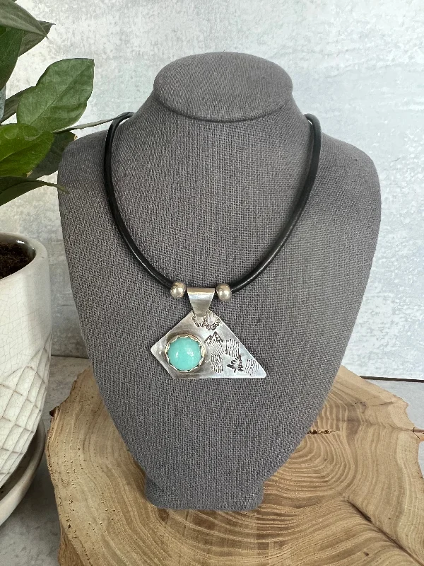 best-selling necklaces for women-Blue Calcite, Sterling Silver on a Leather Cord