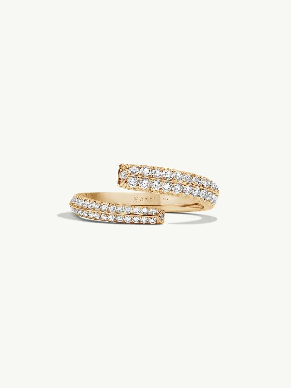 designer engagement rings-Pythia Serpentine Coil Ring With Pavé-Set Brilliant White Diamonds In 18K Yellow Gold