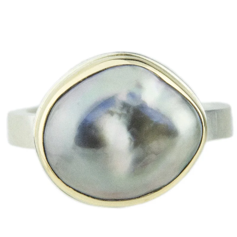 sterling silver rings for women-Keshi Tahitian Pearl Ring