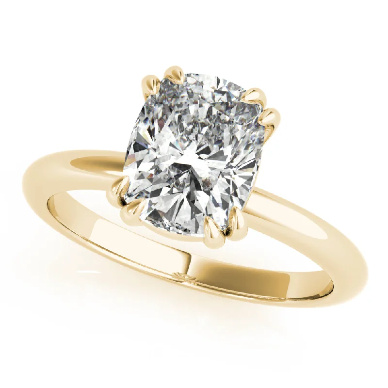 classic white gold engagement rings-Lara Cushion Double Claw Diamond Engagement Ring Setting