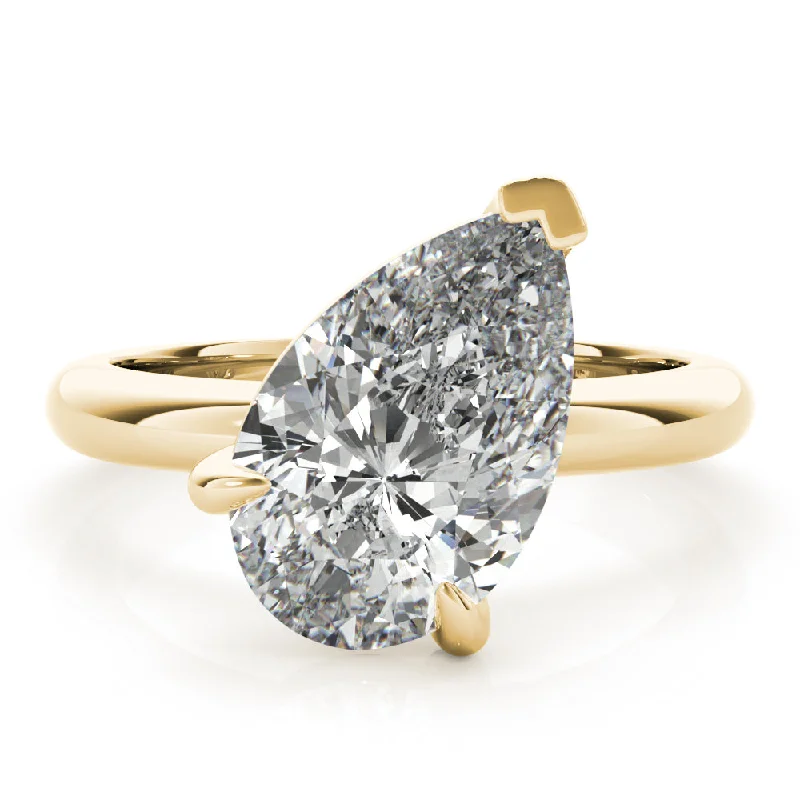 affordable engagement rings for women-Lara Tilted Pear Diamond Engagement Ring Setting