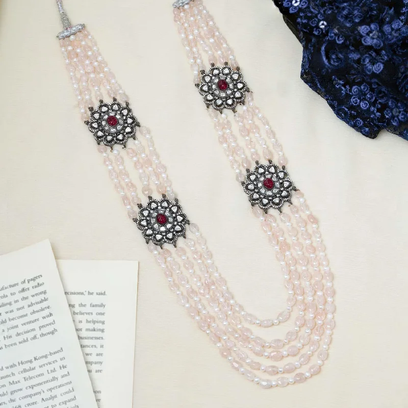 wedding necklaces for women-Layered Oxidized Long Necklace