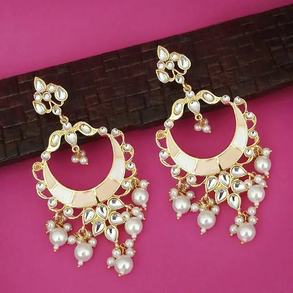 beaded earrings for women-Kriaa Gold Plated Kundan Dangler Earrings - 1316330F