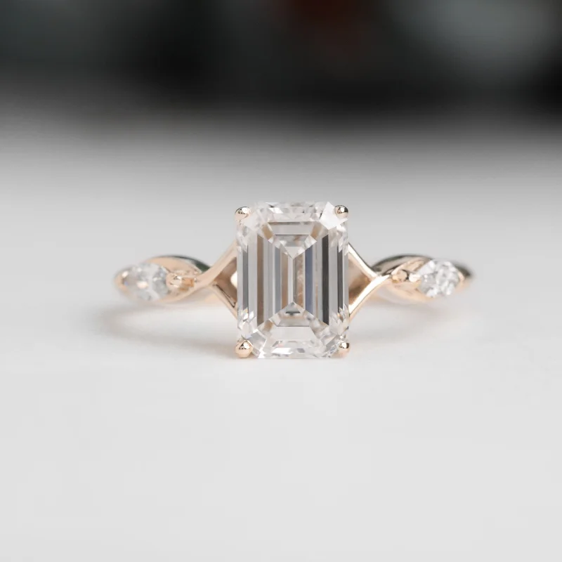 heart-shaped rings for women-Spellbound Emerald Cut Lab Diamond Engagement Ring