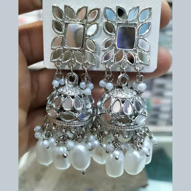 glamorous earrings for women-Manisha Jewellery Silver Plated Mirror Jhumki Earrings