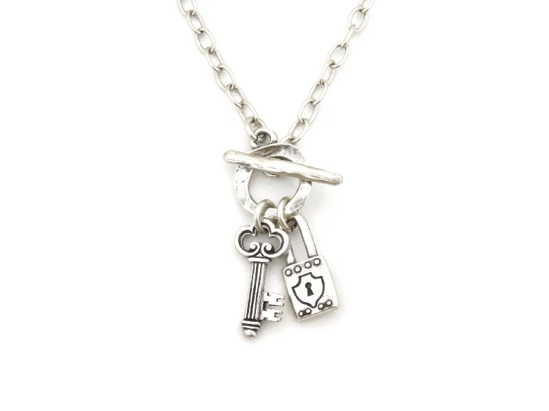 dainty chain necklaces for women-Lock and Key Toggle Necklace