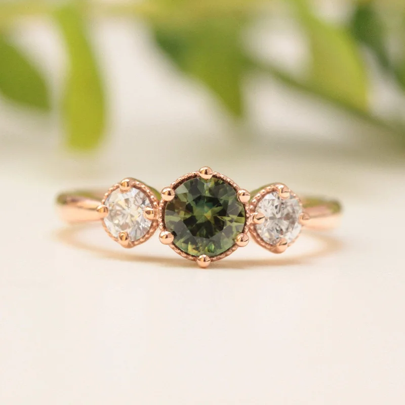 beautiful rings for women-Green Sapphire Engagement Ring