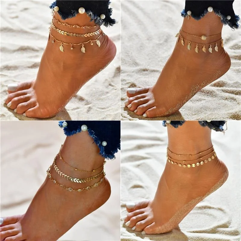 statement bangles for women-Vintage Tassel Beads Ankle Bracelet