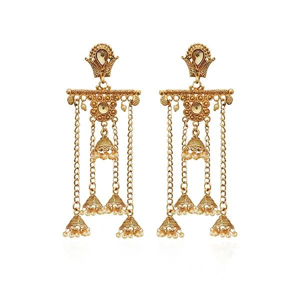 colorful gemstone earrings for women-Kriaa Brown Austrian Stone Gold Plated Dangler Earrings - 1310562