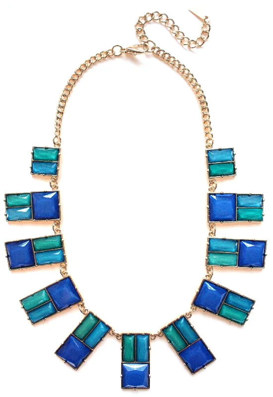 unique gemstone necklaces for women-Modern Art Deco Statement Necklace