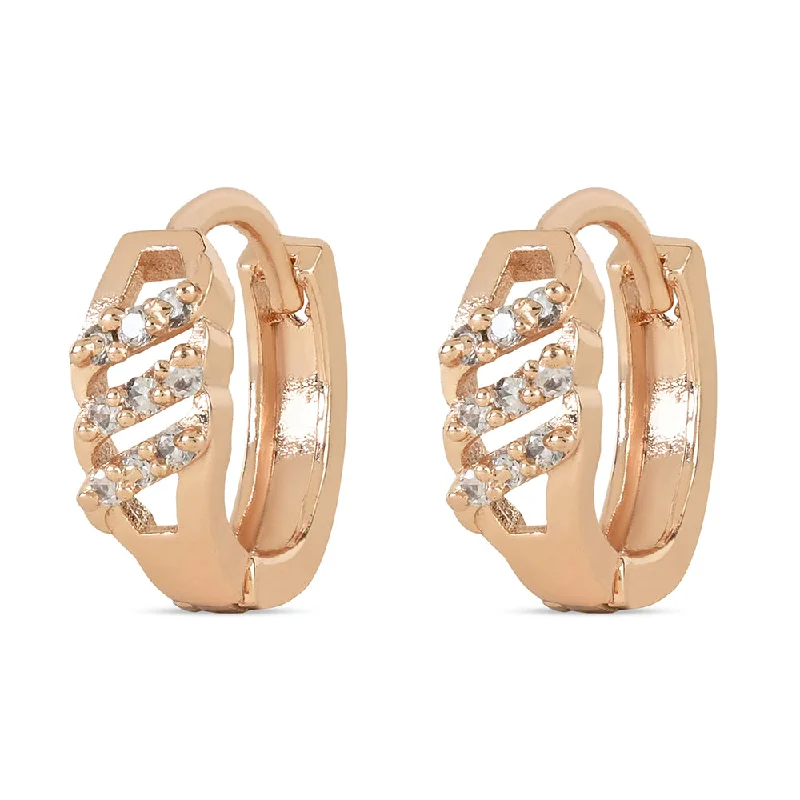 chic earrings for women-Etnico Valentine's Special Rose Gold-Plated AD Stone Contemporary Studs Earrings for women (E2970)