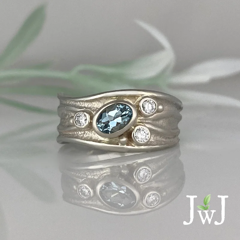 silver rings for women-Journey Ring - Aquamarine