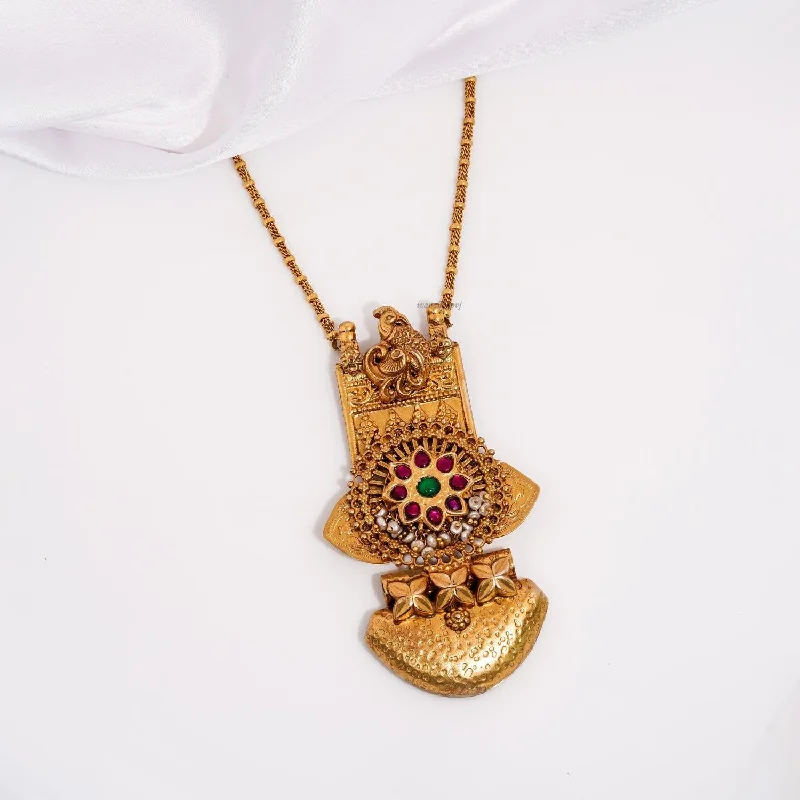 unique gemstone necklaces for women-Antique Kundan Long Necklace