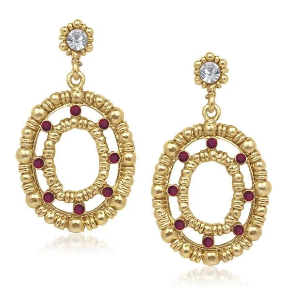 geometric drop earrings for women-Urthn Austrian Stone Gold Plated Dangler Earrings - 1304724