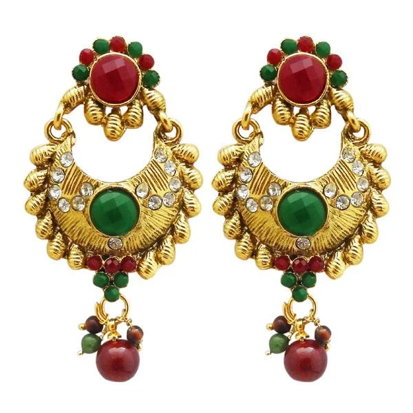 classic earrings for women-Kriaa Austrian Stone Gold Plated Dangler Earrings - 1304952A