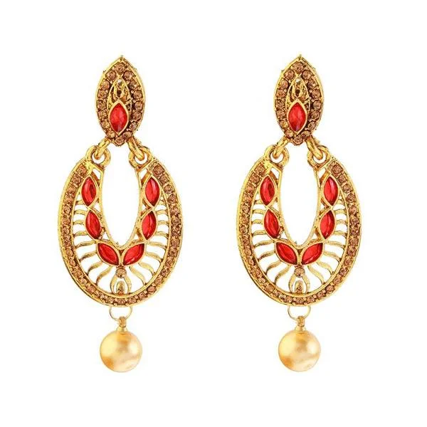 rose gold earrings for women-Kriaa Kundan Pearl Drop Gold Plated Dangler Earring - 1307408A