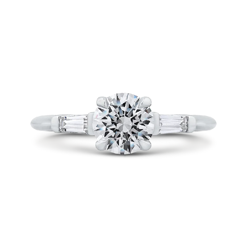 affordable luxury engagement rings-14K White Gold Round Diamond Classic Engagement Ring (Semi Mount)