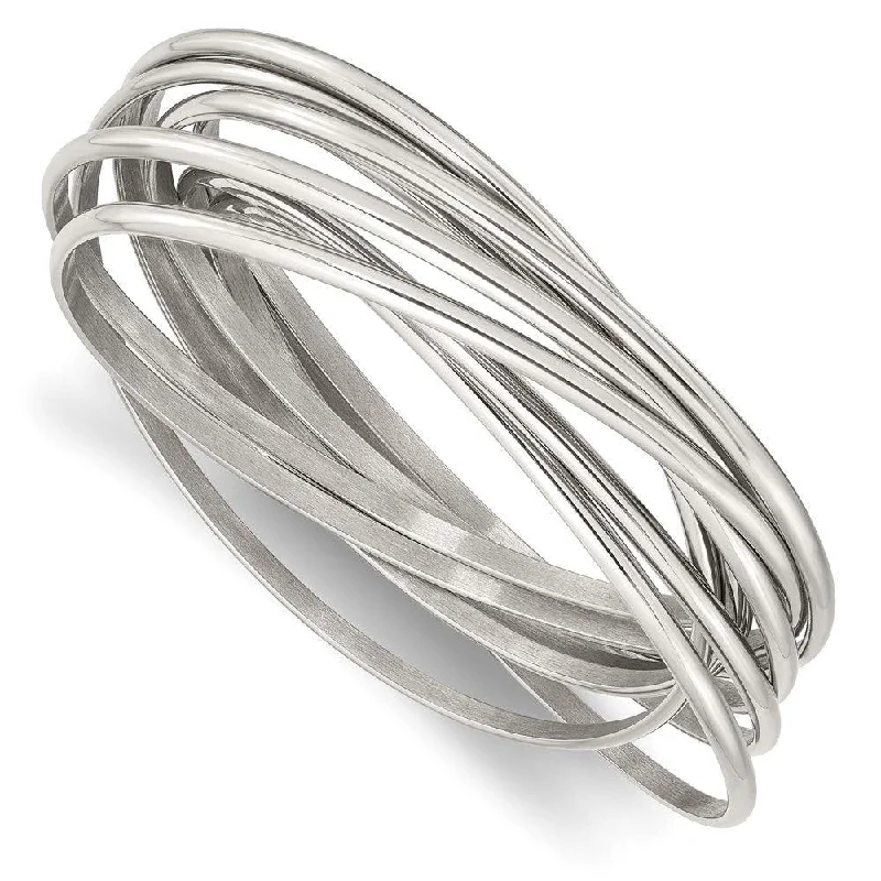 simple bracelets for women-Stainless Steel Intertwined Bangle Bracelet