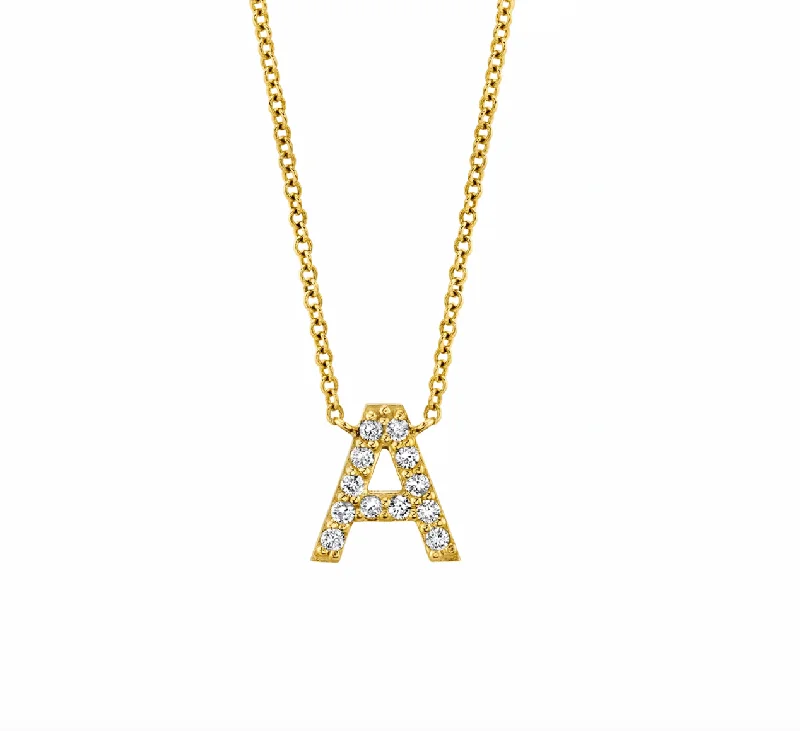 vintage necklaces for women-Diamond Pave Letter Necklace