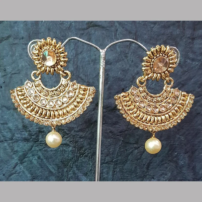 oval stud earrings for women-Shreeji Gold Plated Crystal Stone Dangler Earrings