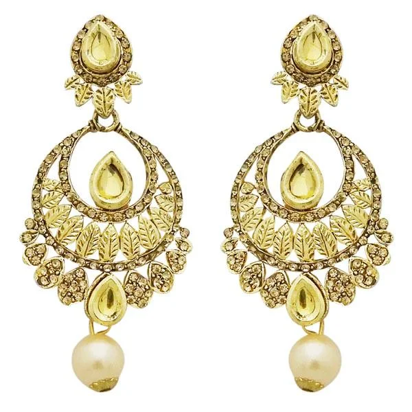 luxury drop earrings for women-Jheel Austrian Stone Kundan Pearl Drop Dangler Earrings - 2900216A