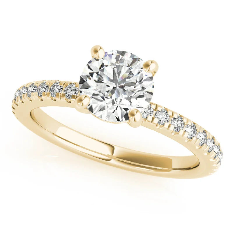 classic white gold engagement rings-Alyssa Round Diamond Engagement Ring Setting (without Hidden Halo)