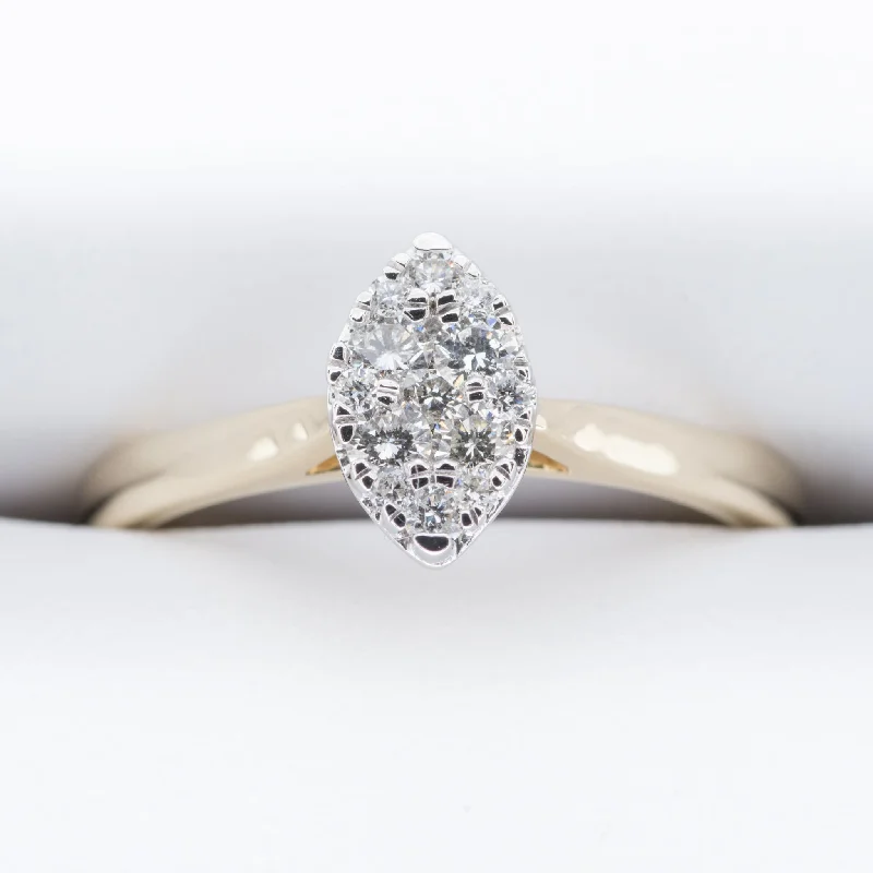 personalized engagement rings-9ct Yellow Gold .25ct Marquise shaped Cluster Diamond Ring