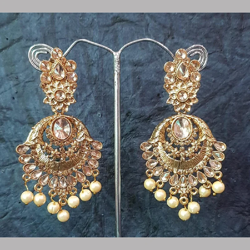 gemstone drop earrings for women-Shreeji Gold Plated Crystal Stone Dangler Earrings