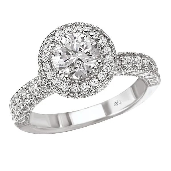 romantic engagement rings-Halo Semi-Mount Diamond Ring