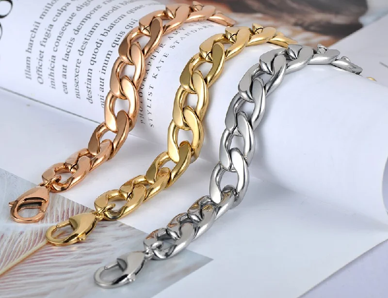 silver cuff bracelets for women-Big Thick Chain Bracelets For Women Chain Link Bracelet Bangle