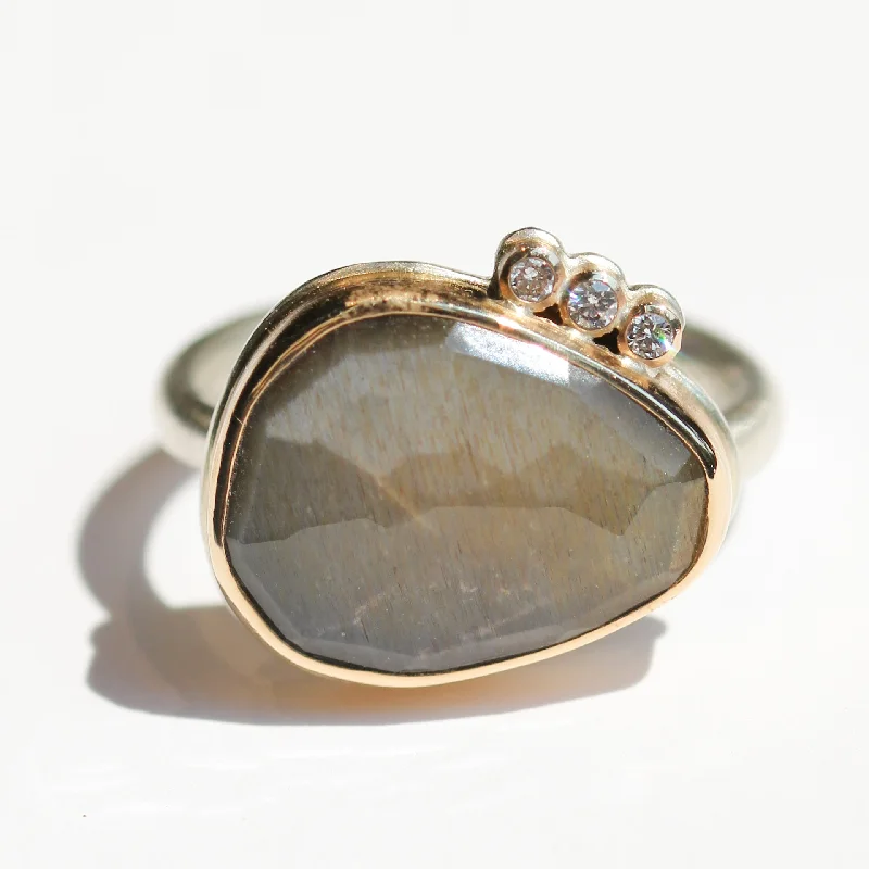 silver engagement rings for women-Grey Moonstone Ring