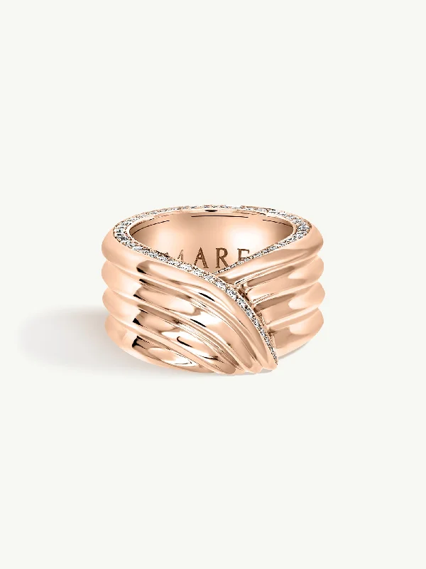 romantic promise rings for women-Pharaoh I Pavé-Set Brilliant White Diamond Ring In 18K Rose Gold